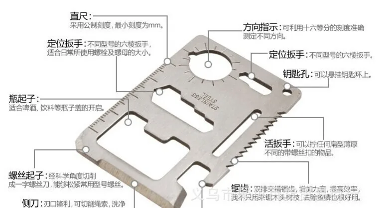 300 шт./лот Мульти Карман Карточки инструмент 11 в 1 кредитной карты Ножи Открытый выживания карта с кожаной обложке