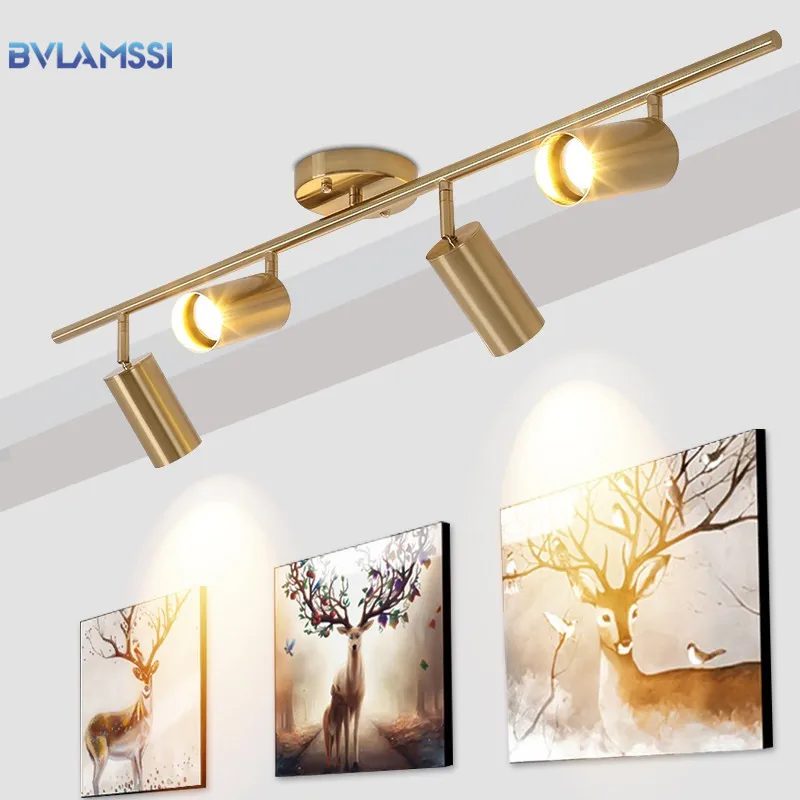 Modern Golden Ceiling Lights Wrought Aluminium LED Ceiling Lamps Rail Track Lamps For Living Room Kitchen Home Lighting Fixtures