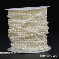 Ivory Pearl Bead Chain for DIY Decorations & Crafts (Size 3mm 5m)