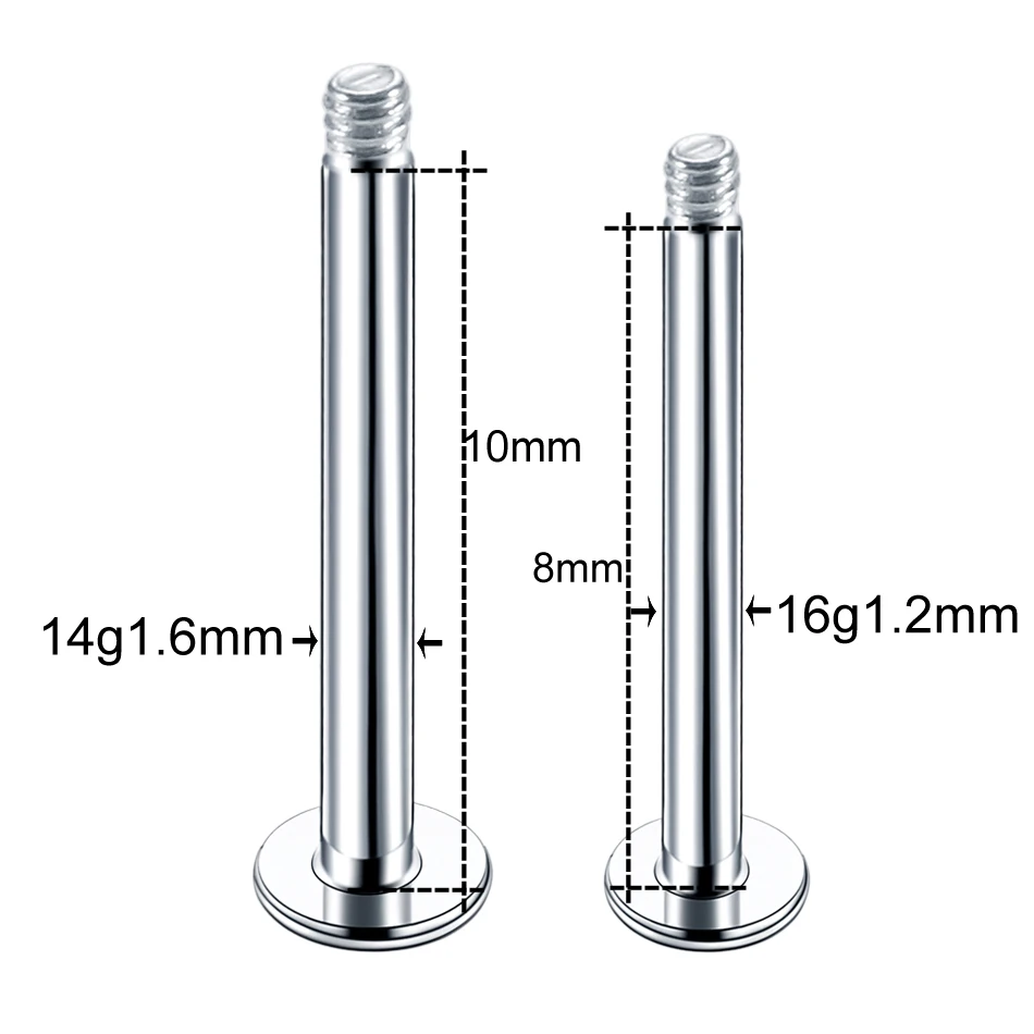 Steel labret bar parts screw thread head 16G 14G labret post barbells only for lip piercing earring stud body jewelry 100Pcs/lot piercing jewelry body piercing earrings ear piercing jewelry metal jewelry body piercing jewelry body jewelry