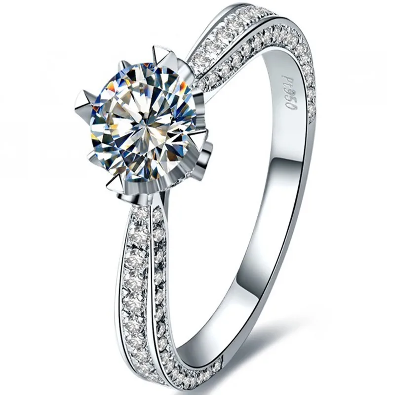 

Refined 1Ct 6.5 mm G-H Moissanite Diamond Ring Marriage Jewel CHARLES & COLVARD 925 Sterling Silver Promise Ring