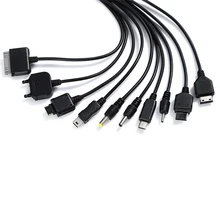 1 pçs 10 em 1 carregador cabo usb para ipod motorola nokia samsung lg sony xiaomi ericsson k750 cabos de dados eletrônicos de consumo