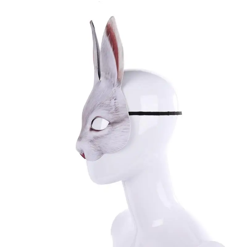EVA маска кролика на половину лица для взрослых на Хэллоуин, маски в виде головы животных, вечерние маска для косплея, пасхальные карнавальные маскарадные аксессуары
