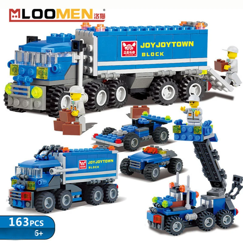 DIY 163Pcs set Transport Dumper Truck Model Building blocks Kits Toy lepine Assembling building bricks Toys