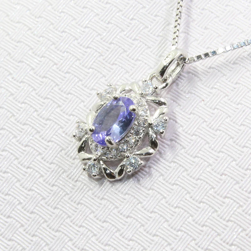 Винтаж Танзанит серебряный кулон для вечерние 0,5 ct натуральный tazanite кулон Твердого 925 silver Танзанит ювелирных изделий для девочек подарок на день рождения