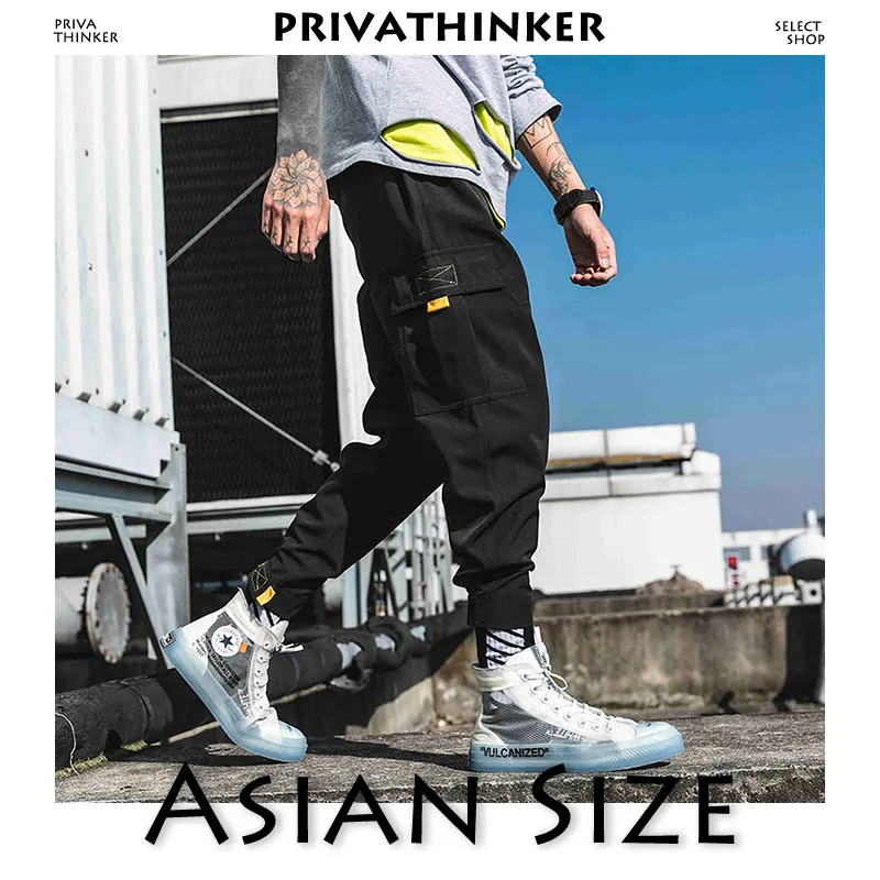 Privathinker, мужские уличные брюки карго, одежда, мужские цветные шаровары, мужские весенние штаны для бега в стиле хип-хоп, спортивные штаны - Цвет: Black(Asian Size)