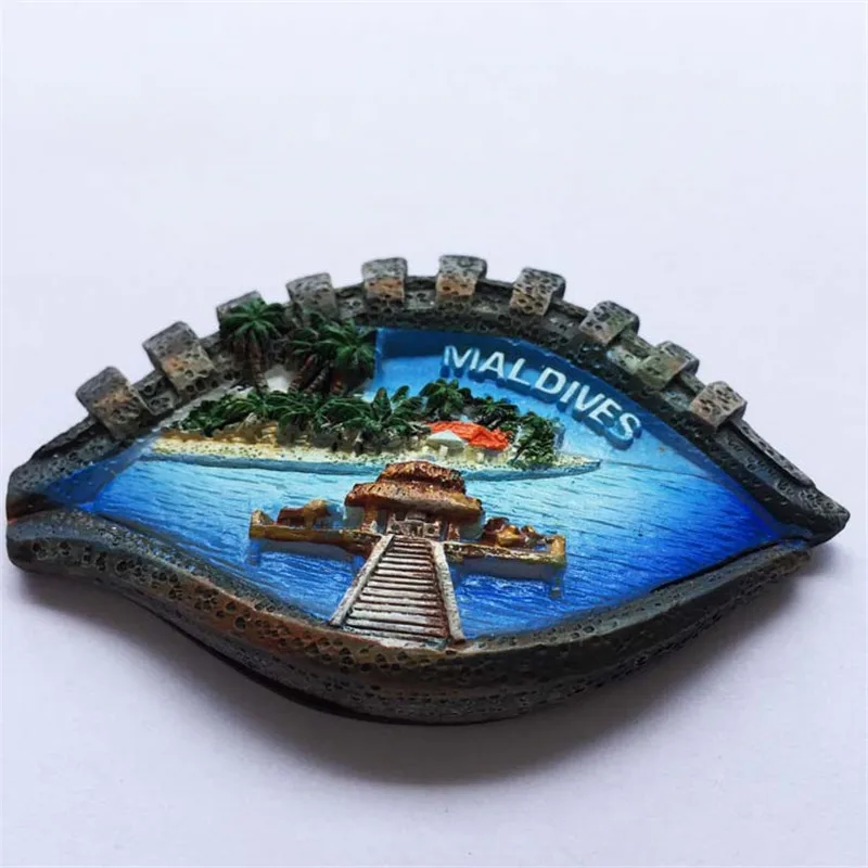 

New Design Eye Shaped Maldives Fridge Magnets Travel Tourist Souvenirs 3D Island Landscape Refrigerator Magnetic Stickers