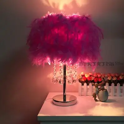 A1 Творческий ароматерапия обувь с украшением в виде кристаллов перо лампа для спальни настольная лампа на день рождения и свадьбу простой маленький ZL351 - Цвет абажура: light purple