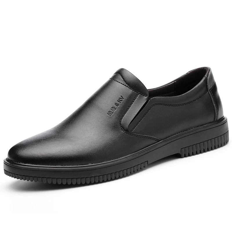 black leather non slip work shoes