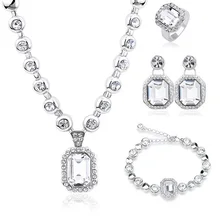 Новинка, хит, набор, подлинные кристаллы от Swarovski, роскошное ожерелье, браслет, серьги, кольца, ювелирные наборы, подарок на день Святого Валентина