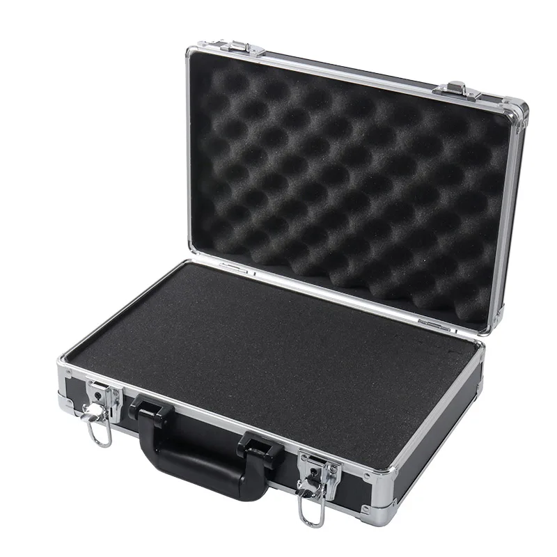 Aluminum Tool case suitcase toolbox business File box Impact resistant safety case equipment camera case with pre-cut foam