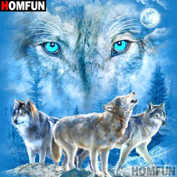 

HOMFUN Full Square/Round Drill 5D DIY Diamond Painting "Animal wolf" 3D Diamond Embroidery Cross Stitch Home Decor A18877
