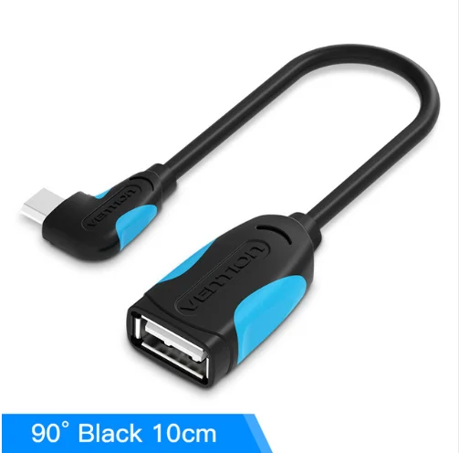 Vention OTG USB кабель 2,0 адаптер для Android samsung S6 Redmi Note 5 Micro USB разъем для Xiaomi Tablet Pc OTG адаптер - Цвет: 90 Degree 10cm