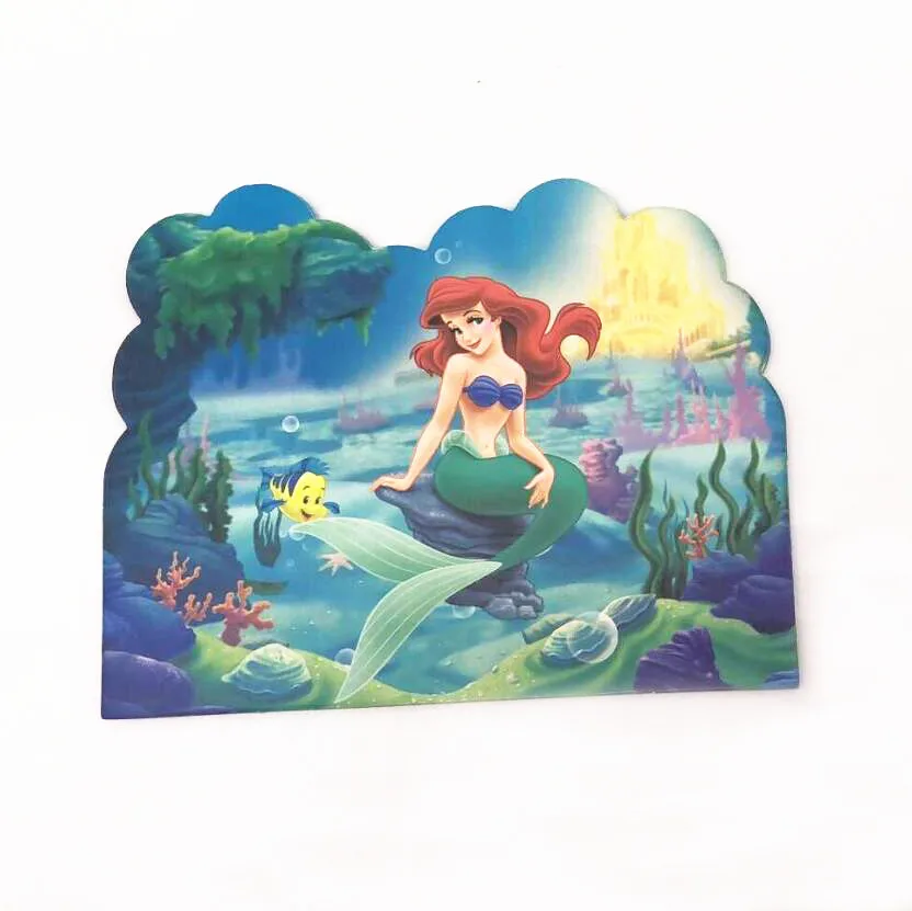 

10pcs/lot Invitation card children's birthday party mermaid invitation for happy birthday party supplies
