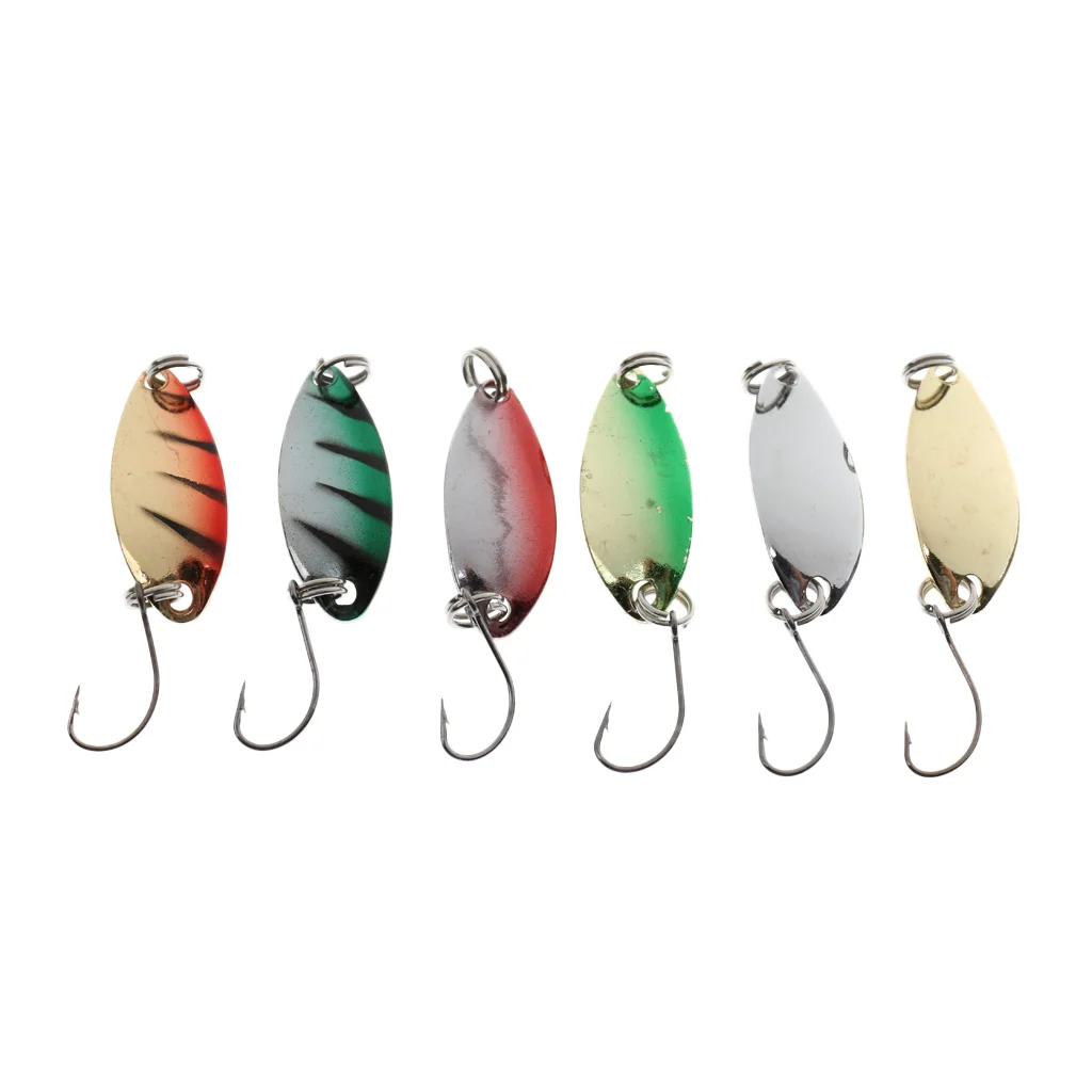 6pcs Artifical Lure Fishing Spoon Lures Metal Hard Baits Topwater Sequins for Saltwater Freshwater Fishing Lures