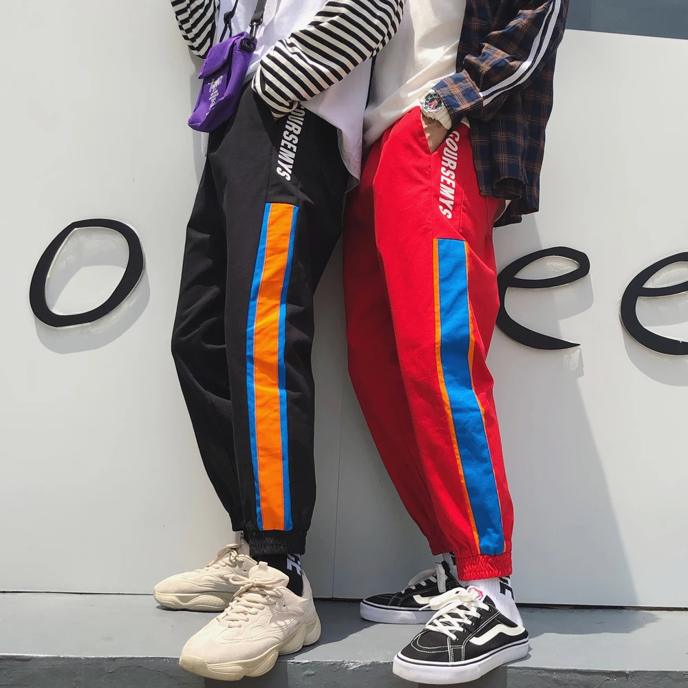 Fashion Casual Men's Cropped Trousers Autumn New M-2XL Color Matching Loose Beam Pants Black Red Personality Youth Popular Fashion Casual Men's Cropped Trousers Autumn New M-2XL Color Matching Loose Beam Pants Black Red Personality Youth Popular