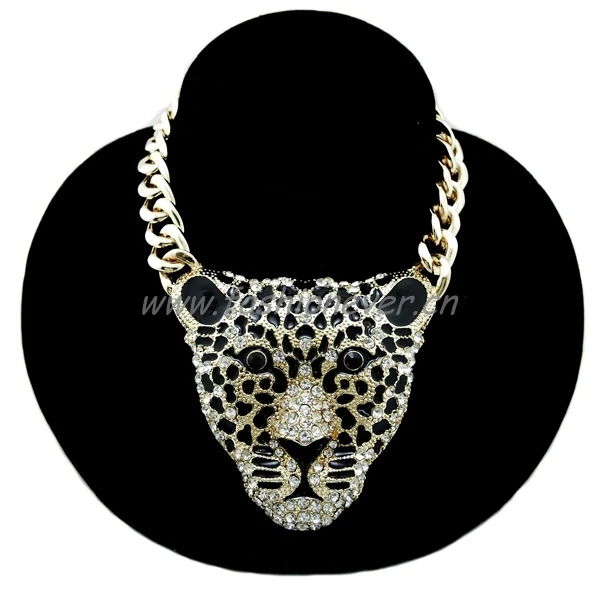 

New Iced Out JAGUAR Pendant w/ 10mm 18" Link Chain Fashion Necklace Gold Plating