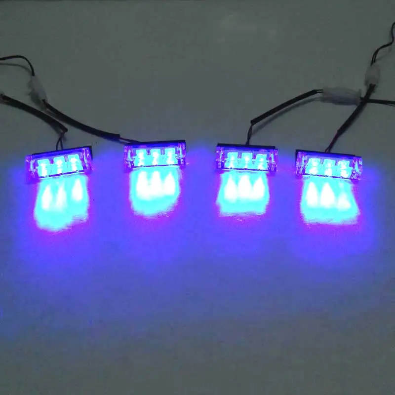 Автомобиль FUGSAME, красный, синий, белый, зеленый, желтый, янтарный, 4x3, 12LED, стробоскоп Предупреждение льный светильник, полицейский светильник скорой помощи, мигающий светильник s DC12V