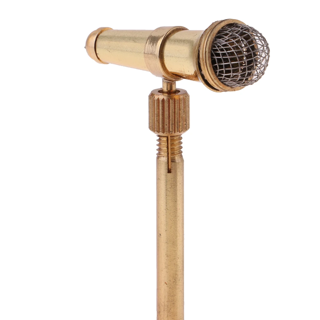 1/12 Dollhouse Miniature Metal Microphone Model with Holder Music Room Decor