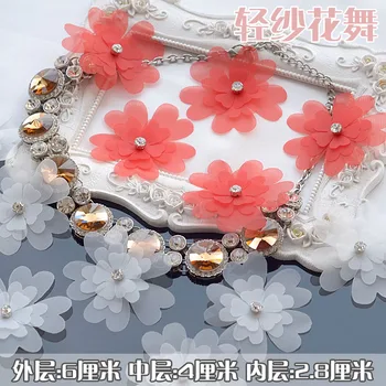 

3layers flower rhinestones beaded patches applique vintage crystal fabric sew on patch fashion clothing bags decoration patch