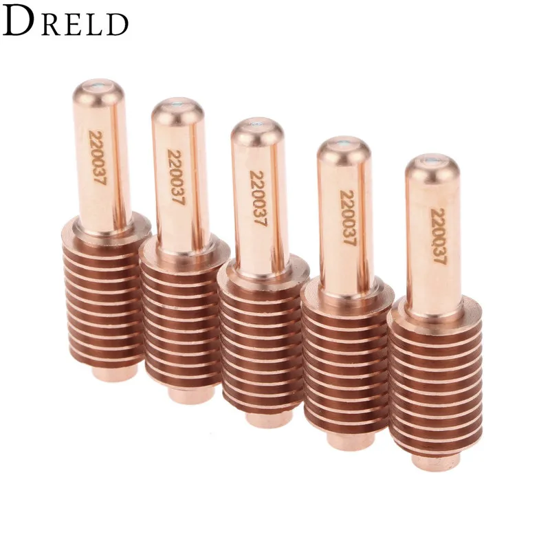 DRELD 5pcs 100A Electrode 220037 for Plasma Cutting Torch Consumables Replacement Unshielded /Shielded/Gouging Processes