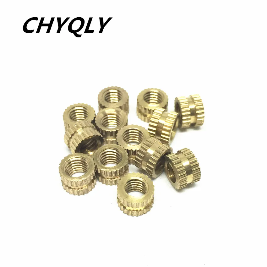 50pcs M5 Brass Knurl Nuts Insert Nuts Copper Through hole Nut For
