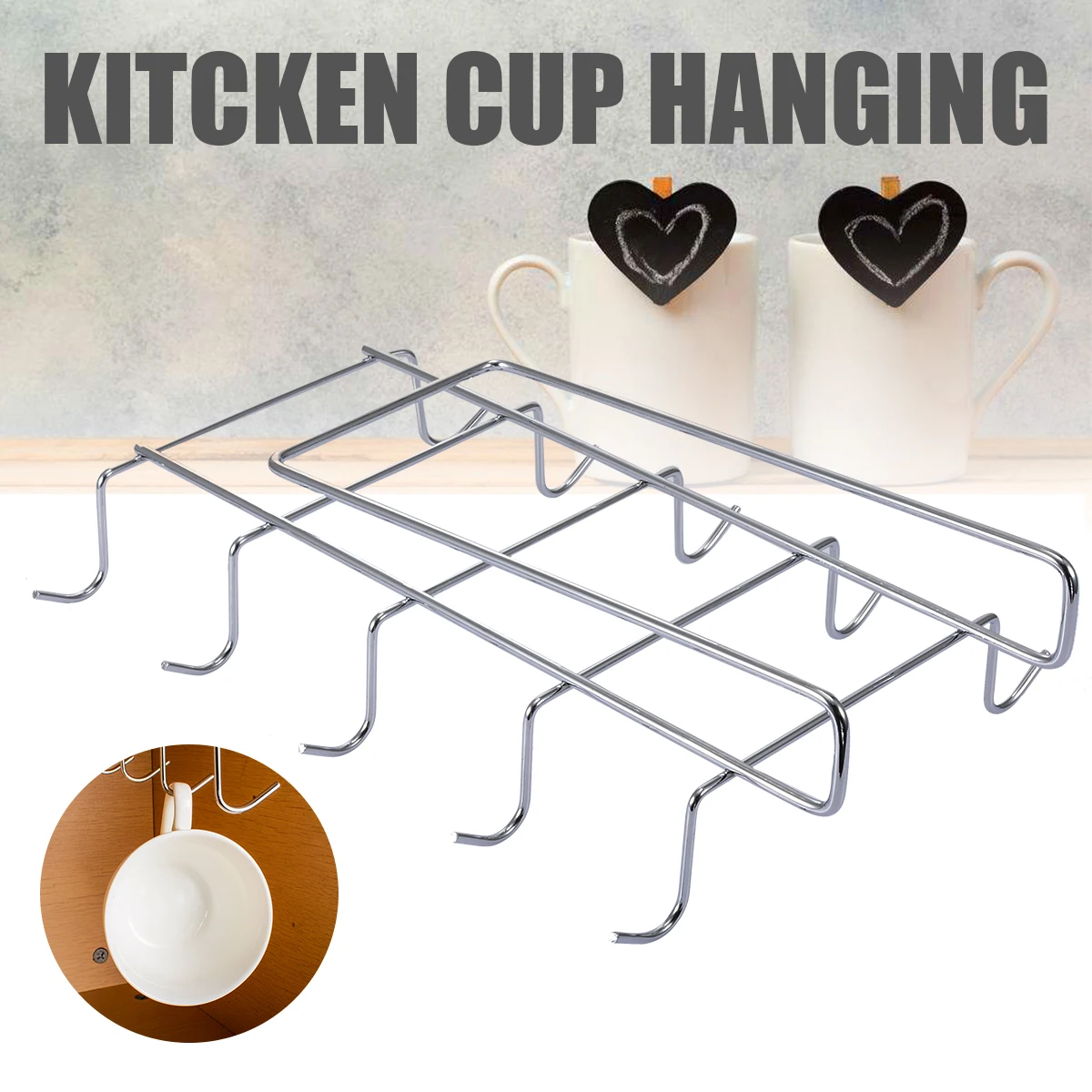 

New 10 Hook Wine Glass Cup Hanger Stainless Steel Mug Cup Hanging Bracket Rack Kitchen Bar Storage Organizer Anti Rust Durable