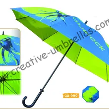 По морю, 14 мм деревянная ручка и ребра из стекловолокна, зонтик для гольфа, ветрозащитный, анти-thunderbolt, осьминог