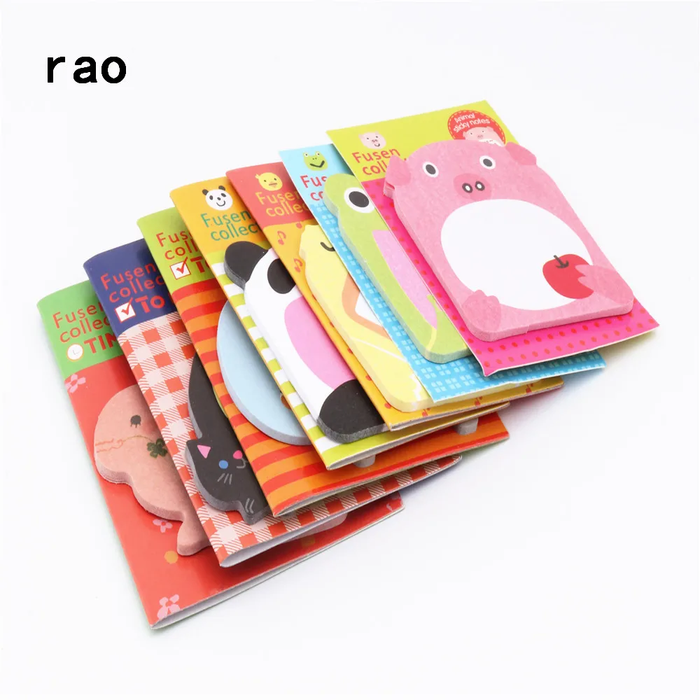2pc Cute Cartoon Animal Sticky Note Memo Pad Notebook Label Stationery Gift 