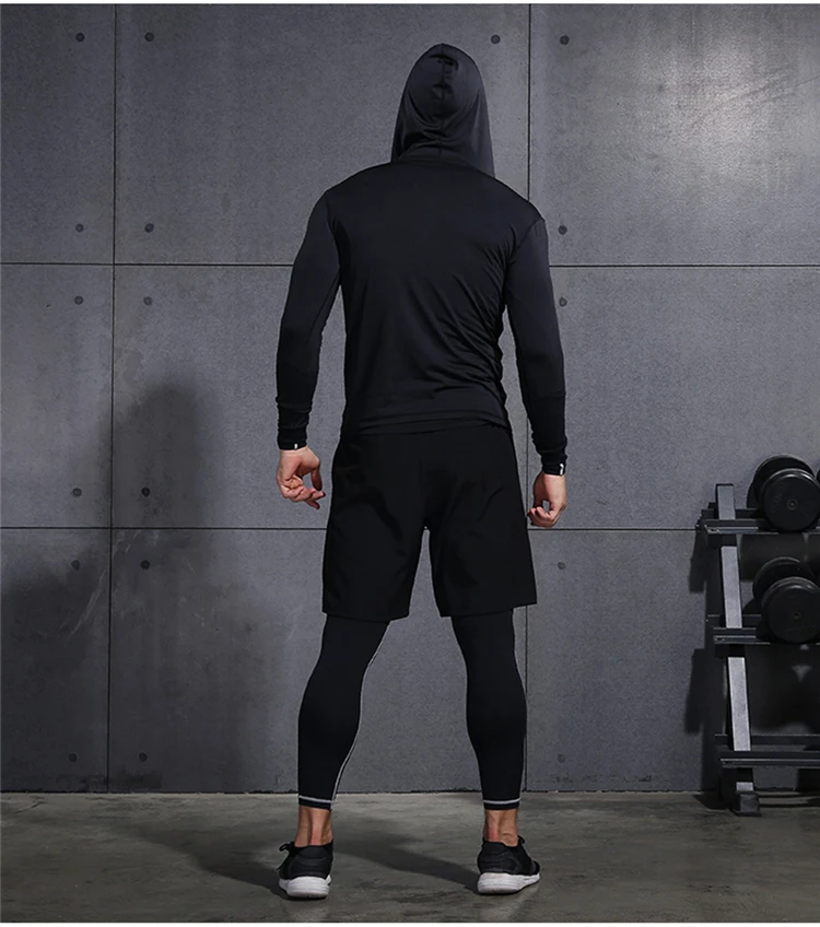 Quick Dry Sports Suit Men's Running Sets Gym Fitness Clothing Compression Basketball Tights Tracksuit Jogging Running Sportswear