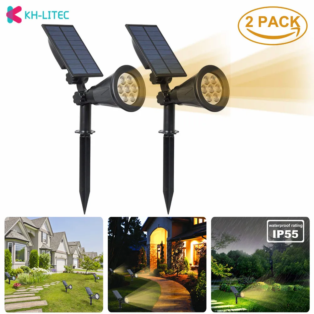 KH-LITEC-2PACK-Solar-Spotlights-7-LED-Solar-Lights-Waterproof-Outdoor-Landscape-Light-for-Patio-Porch-Path-Deck- Garden-Garage-Driveway