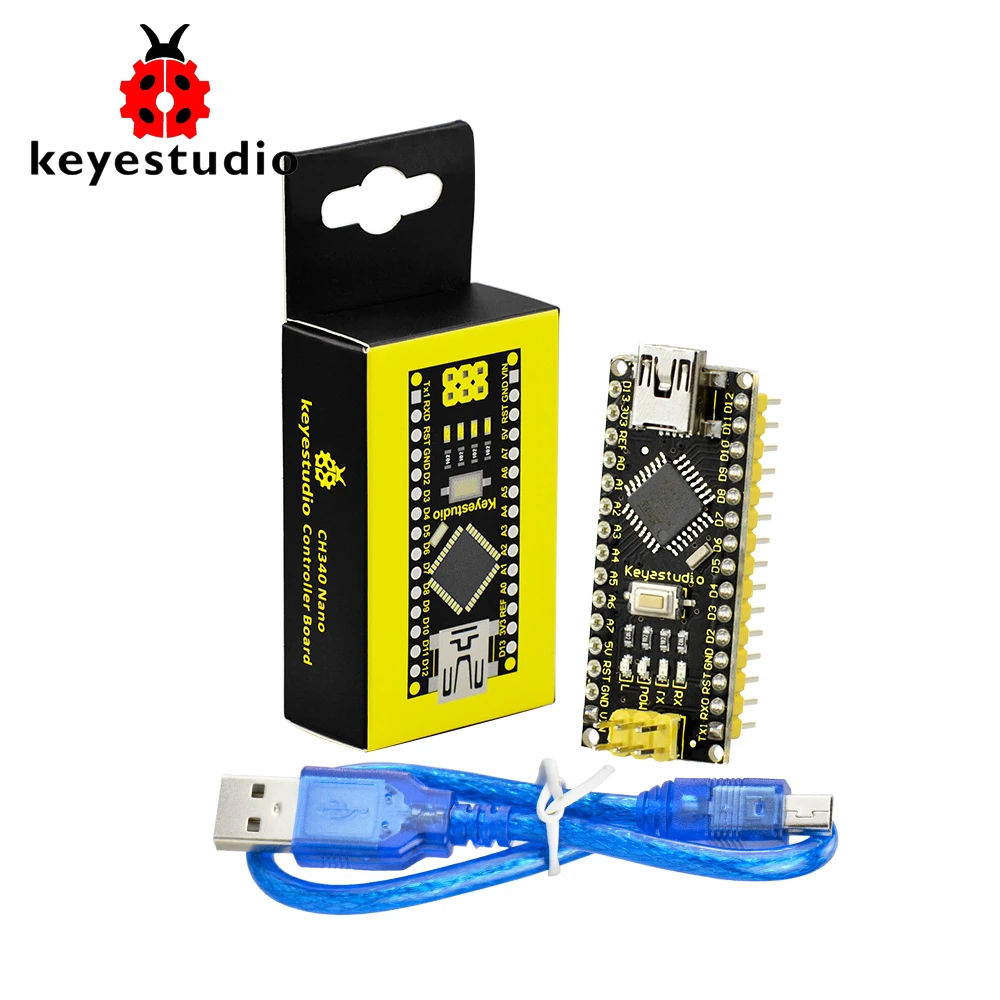 Free Shipping 1pcs Keyestudio CH340 Nano Controller Board + USB cable For Arduino DIY Programing