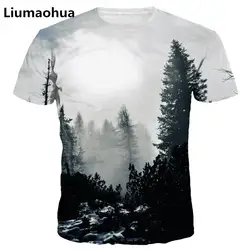 Liumaohua новые мужские/женские печати зимний ЛЕС ДЕРЕВЬЯ быстросохнущие летняя куртка футболка бренд пейзаж map 3D футболка