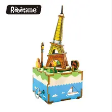 Robotime музыкальная шкатулка Сделай Сам Эйфелева башня деревянные головоломки Миниатюра ручной работы AM308