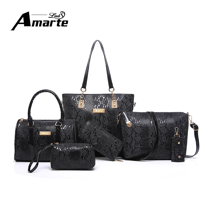 2016 NEW 6pcs font b set b font Fashion Crocodile font b Handbag b font PU