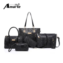 2016 NEW 6pcs set Fashion Crocodile Handbag PU Leather Bag Women Handbags Crossbody Bag Handbag Messenger