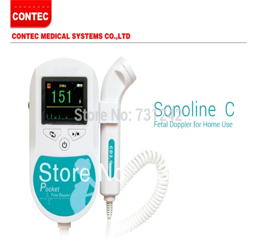 

China Contect 2MHZ Color Display Turquoise Sonoline-C Prenatal Heat Sound Monitor,Heart Rate Meteer.Fetal Doppler