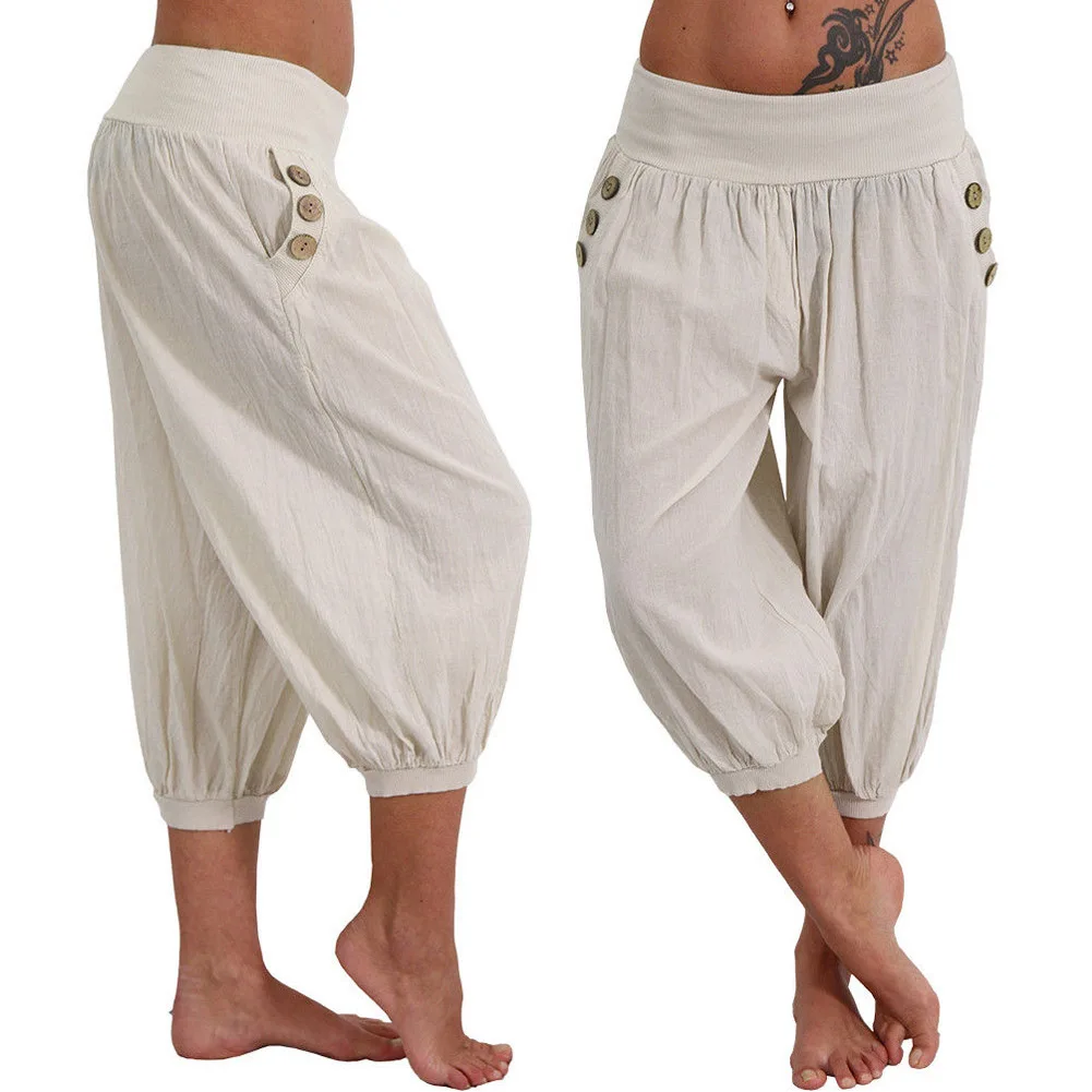 YJSFG HOUSE Brand Womens Pants Palazzo Harem 3/4 Pants leggings Baggy Aladdin Boho Hippy Trousers Pants Elastic Waist Loose Pant YJSFG HOUSE Brand Womens Pants Palazzo Harem 3/4 Pants leggings Baggy Aladdin Boho Hippy Trousers Pants Elastic Waist Loose Pant