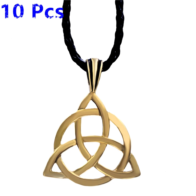 

Wholesale 10 Pcs Celtic Knot Triquetra Trinity Silver Gold Tone Mens Womens Pewter Pendant Necklace Jewelry WLP234