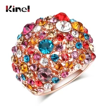 Kinel роскошное большое кристаллическое кольцо цвета розового золота свадебные кольца для женщин Преувеличенные Панк Винтажные Ювелирные изделия подарок новинка
