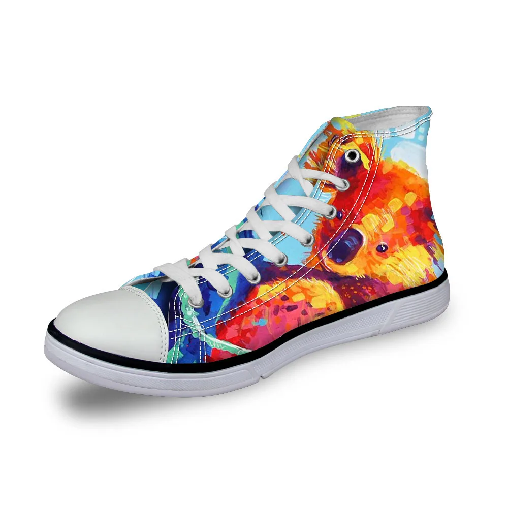Noisydesigns Ayakkab кроссовки мужские Красочные 3D медведь печати винтажные туфли на плоской подошве; Вулканизированная Высокая Повседневная обувь