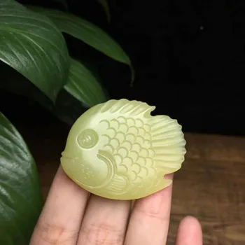 

H66#Hetian jade yellow mouth material has more than a year of pendant, delicate texture