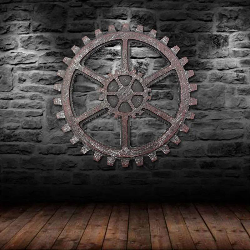 

Newest 24cm Retro Industrial Style Wooden Gear Decorative Wheel Gear Ornaments Art Bar Cafe Home Wall Hanging Decor Craft Gift