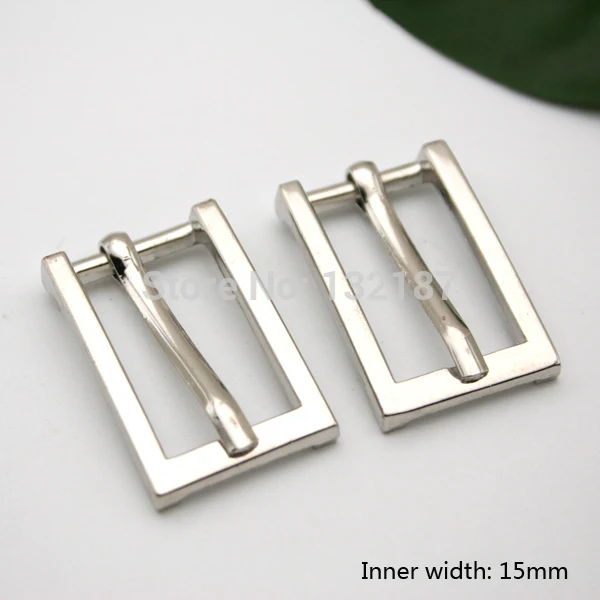 Wholesale 15mm fashion zinc alloy metal buckle with pin shinny silver
