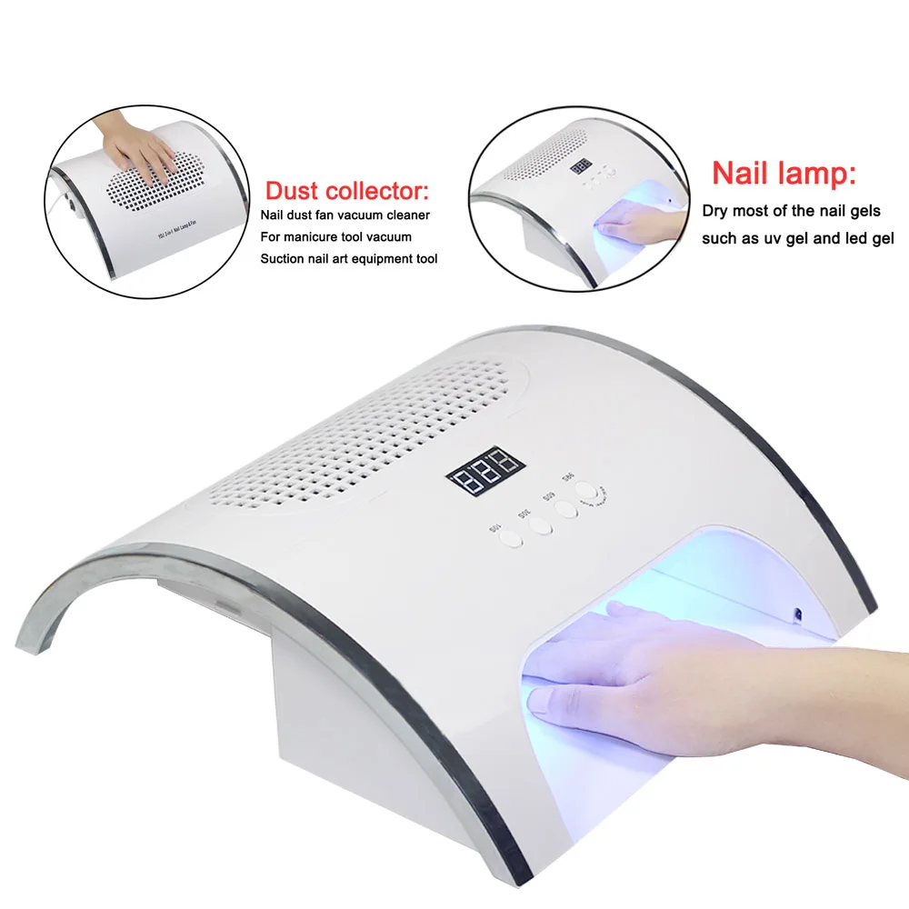 

2-IN-1 Nail Dust Collector & 80w Nail Lamp with Two Powerful Fan 36 LEDs Nail Dryer Vacuum Cleaner Manicure Tools