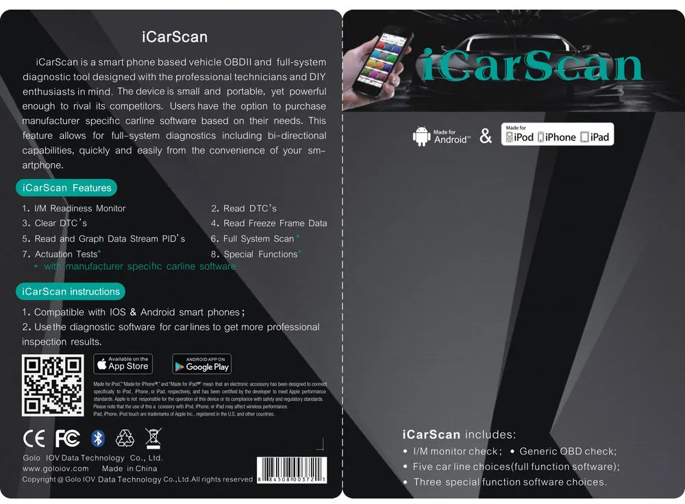 LAUNCH ICARSCAN Bluetooth диагностический инструмент для android/ipd сканер считыватель кода тесто чем X431 IDIAG Easydiag