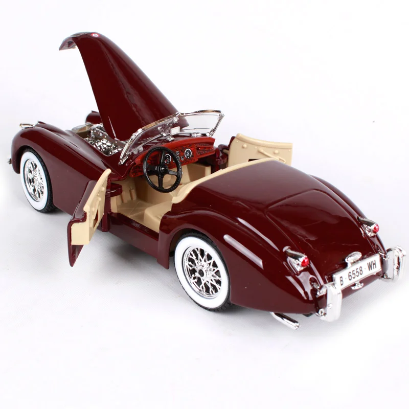 Автомобиль bbulago 1:24 Jaguar xk120 roadster красное вино литье под давлением 185*66*53 мм