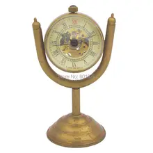 С украшением в виде кристаллов Винтаж мяч часы бронзовая подставка скелет часы сбор Механический ручной взвод Мужские Женские часы H040