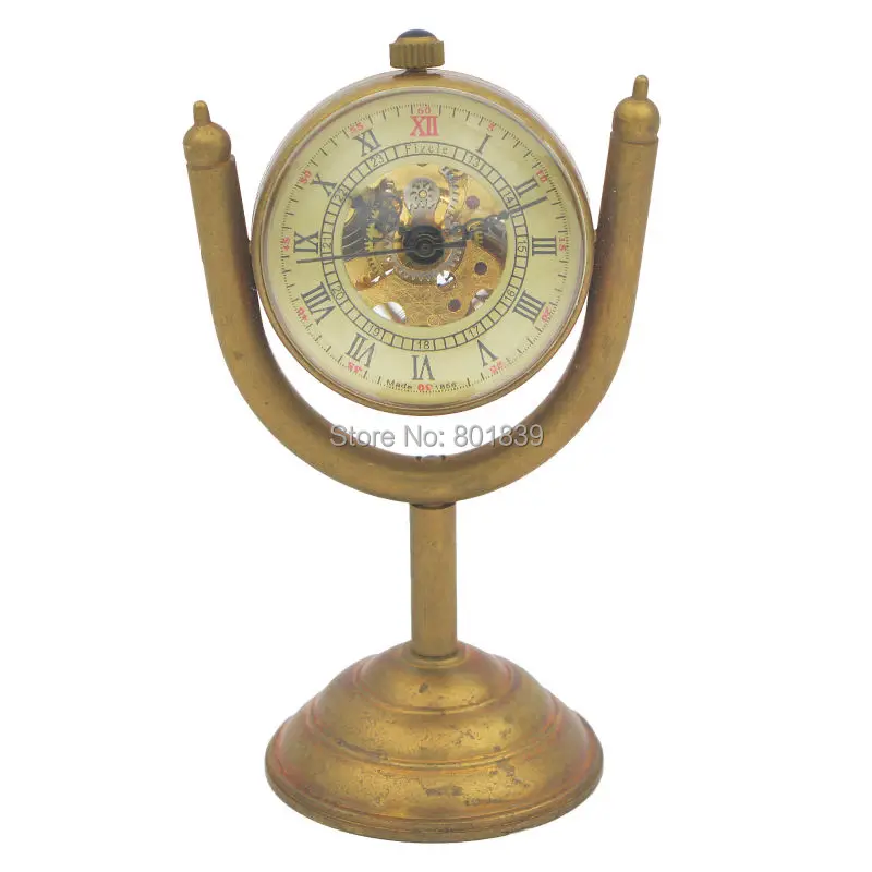 

Crystal Vintage Ball Watch Bronze Stand Skeleton Clock Collect Mechanical Hand Wind Mens Womens Clock New H040