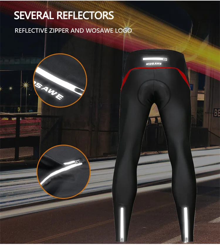 WOSAWE Slim Men's Cycling Tights Pants Waterproof Thermal Fleece Partly Mountain MTB Bike Trousers Gel Reflective Downhill Pants WOSAWE Slim Men's Cycling Tights Pants Waterproof Thermal Fleece Partly Mountain MTB Bike Trousers Gel Reflective Downhill Pants